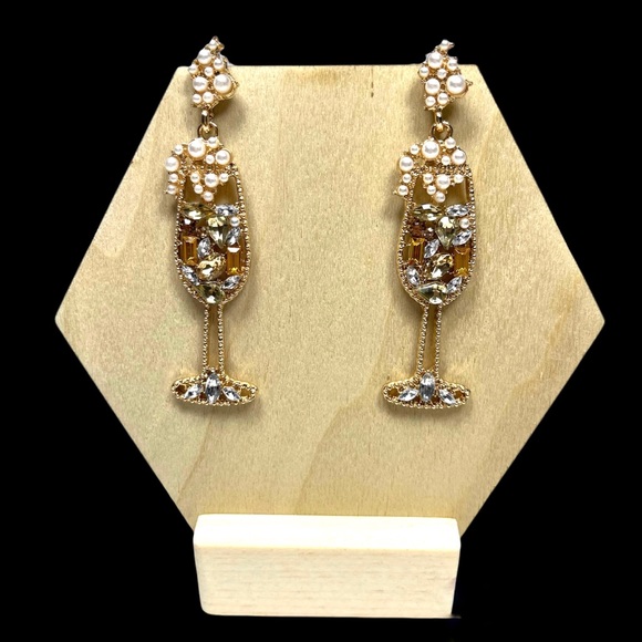 Crystal Champagne Flute Earrings - Picture 2 of 6